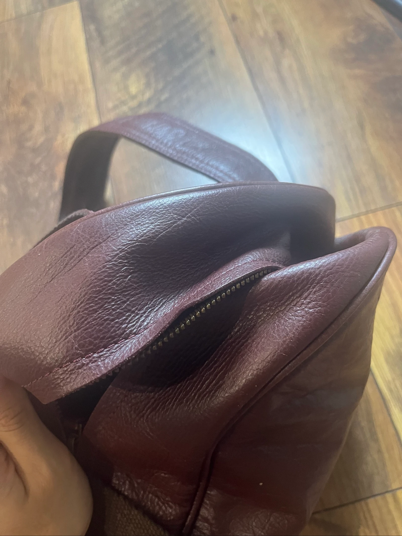 Vintage burgundy genuine leather backpack and sides - Paul Marius - good condition – photo 7